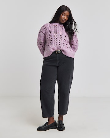 Lilac Cable Ladder Stitch Distressed Jumper