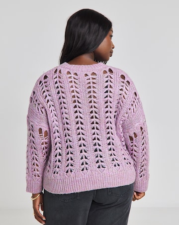 Lilac Cable Ladder Stitch Distressed Jumper