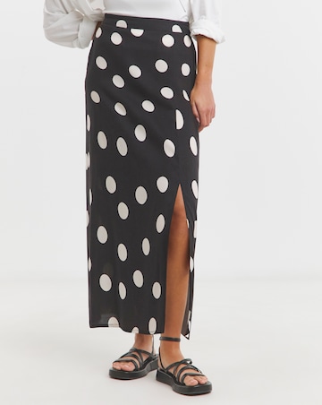 Mono Spot Print Midi Skirt