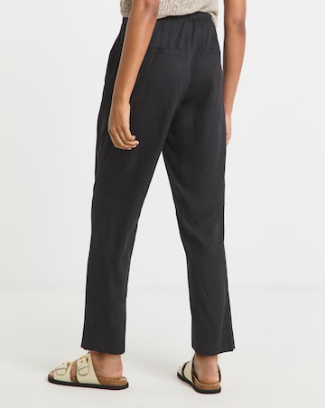 Simply Be Black Tie Waist Linen Mix Tapered Trousers