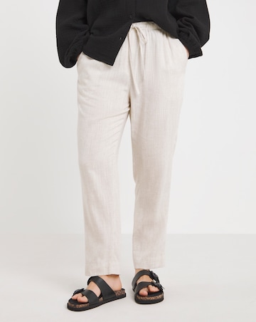 Simply Be Stone Tie Waist Linen Mix Tapered Trousers