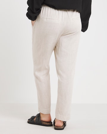 Simply Be Stone Tie Waist Linen Mix Tapered Trousers