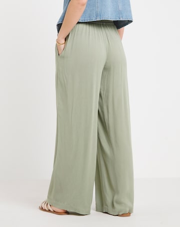Simply Be Khaki Crinkle Wide Leg Trousers