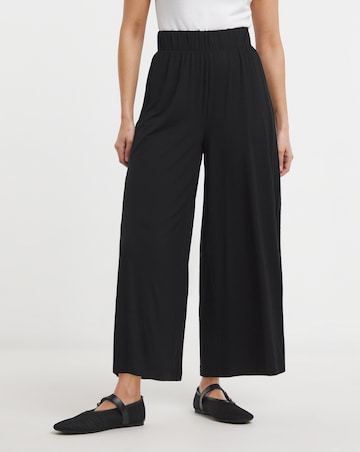 Simply Be Black Jersey V/E Wide Leg Culottes