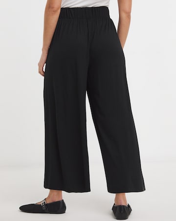 Simply Be Black Jersey V/E Wide Leg Culottes