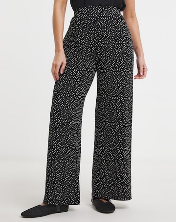 Simply Be Mono Spot Jersey Wide Leg Trouser