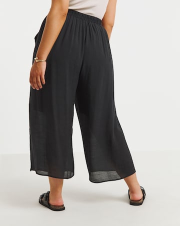 Simply Be Black Pleated Extreme Wide Leg Culotte
