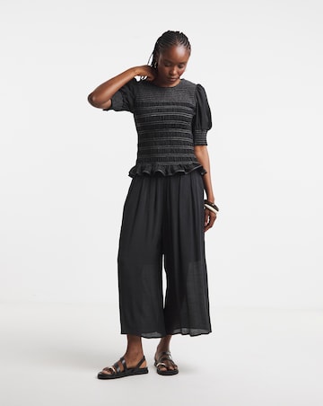 Simply Be Black Pleated Extreme Wide Leg Culotte