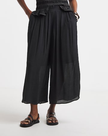 Simply Be Black Pleated Extreme Wide Leg Culotte