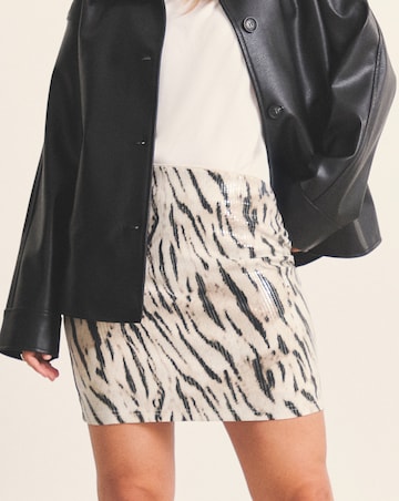 Simply Be Zebra Sequin Mini Skirt