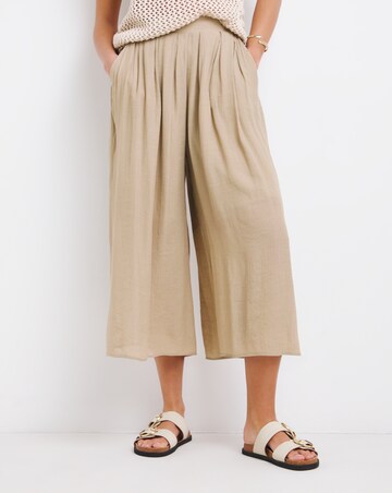Simply Be Natural Pleated Extreme Wide Leg Culotte