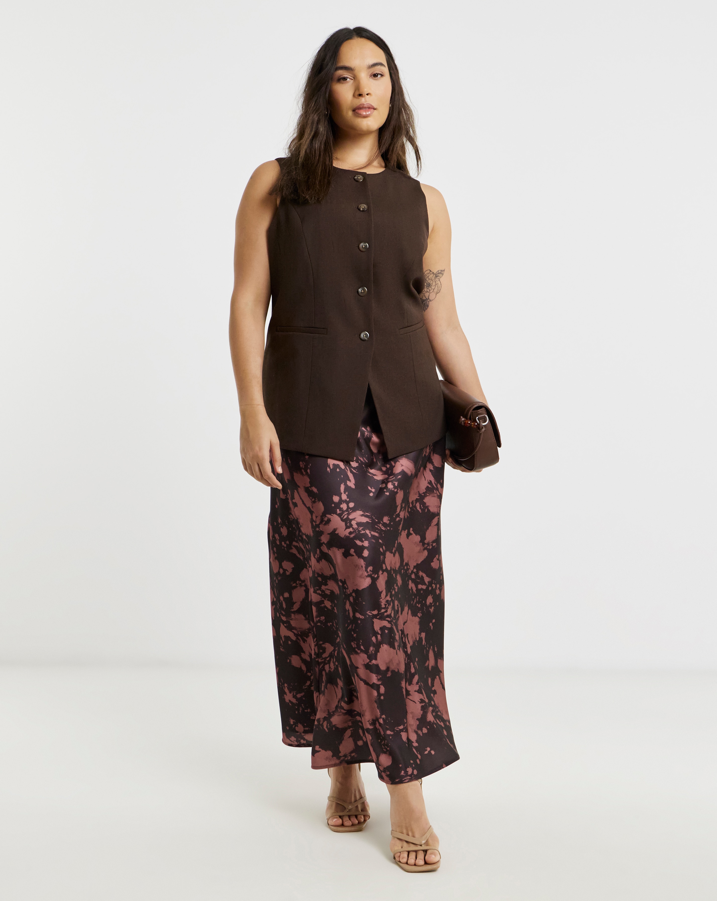 New In - Simply Be Speckle Print Satin Maxi Skirt