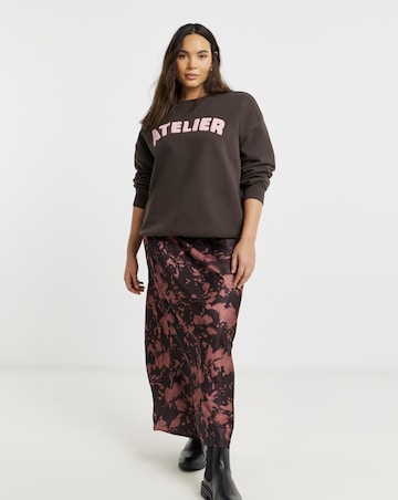 Simply Be Speckle Print Satin Maxi Skirt