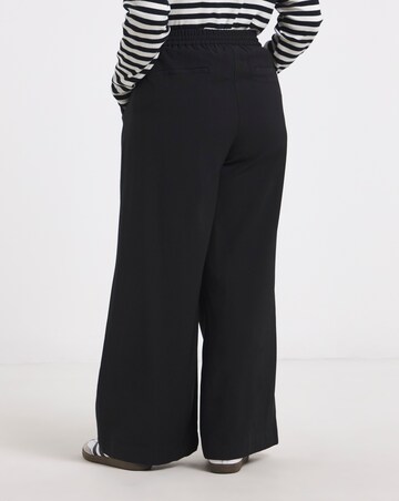 Simply Be Black Tie Waist Twill Wide Leg Trousers