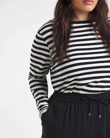 Simply Be Black Tie Waist Twill Wide Leg Trousers