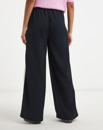 Simply Be Navy Tie Waist Side Stripe Wide Leg Trouser