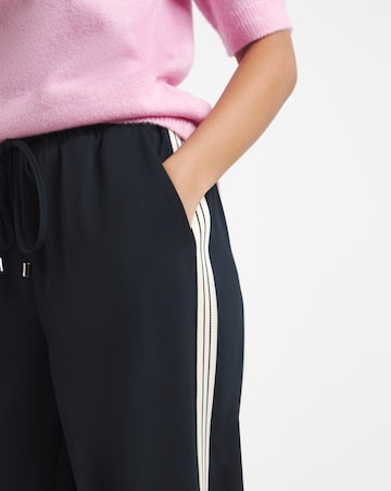 Simply Be Navy Tie Waist Side Stripe Wide Leg Trouser