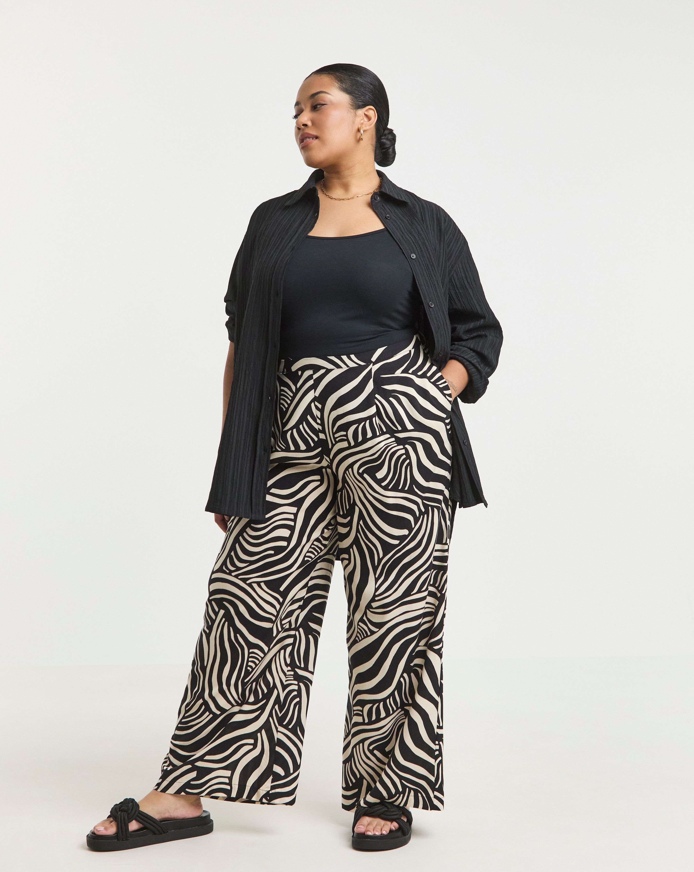 Simply Be Wide Leg Spun Viscose Trousers