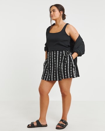 Simply Be Floral Embroidered Linen Mix Wrap Skort