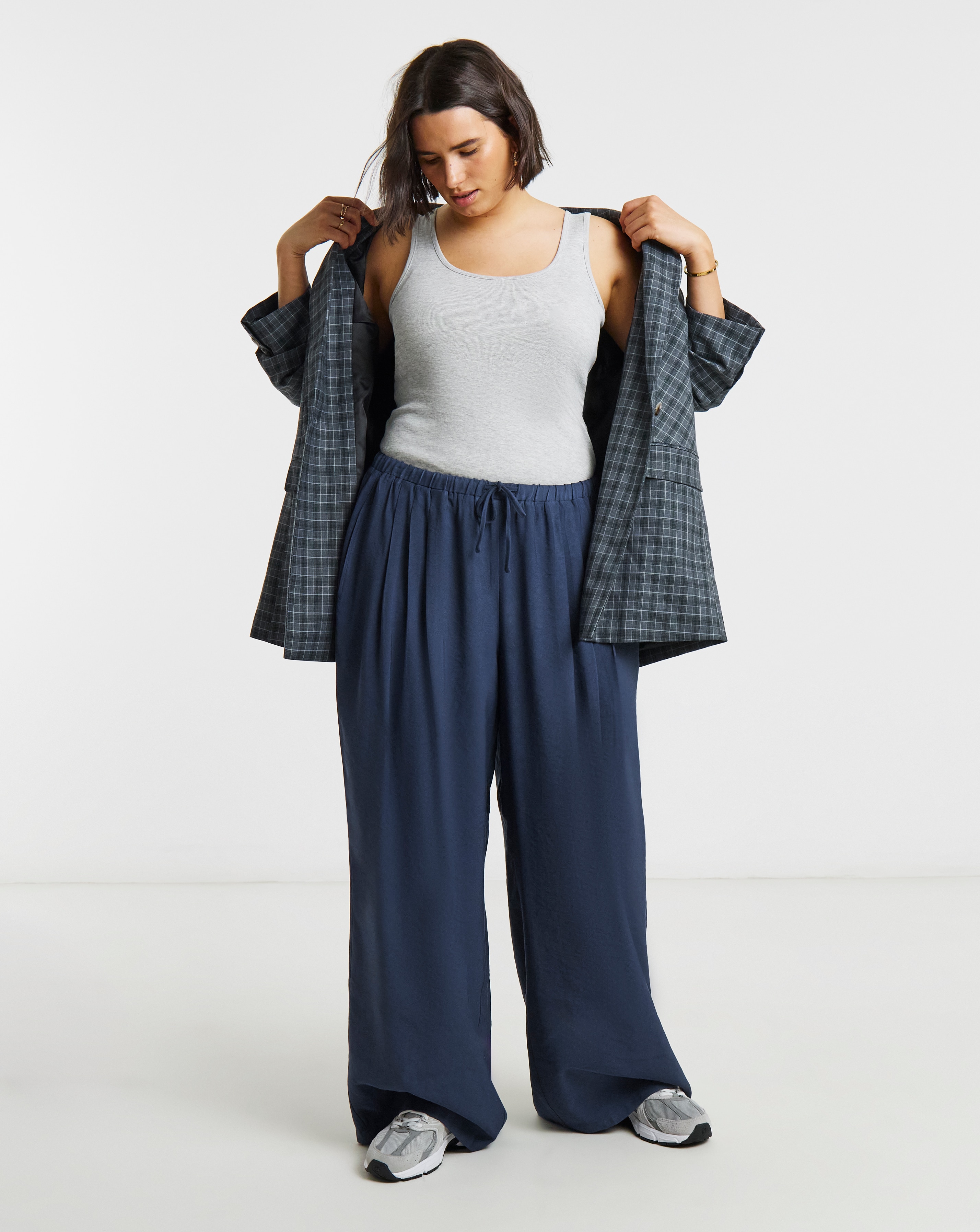 New In - Simply Be Navy Palazzo Twill Trouser