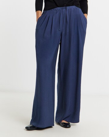Simply Be Navy Palazzo Twill Trouser