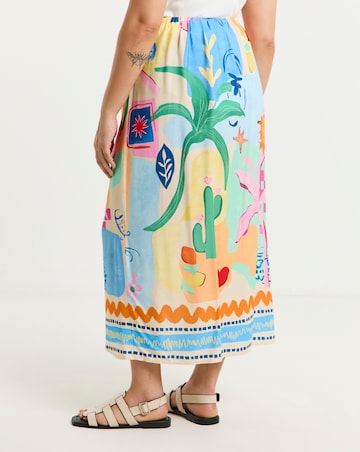 Simply Be Multi Border Print Spun Viscose Wrap Midaxi Skirt