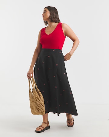 Simply Be Embroidered Poplin Midaxi Skirt