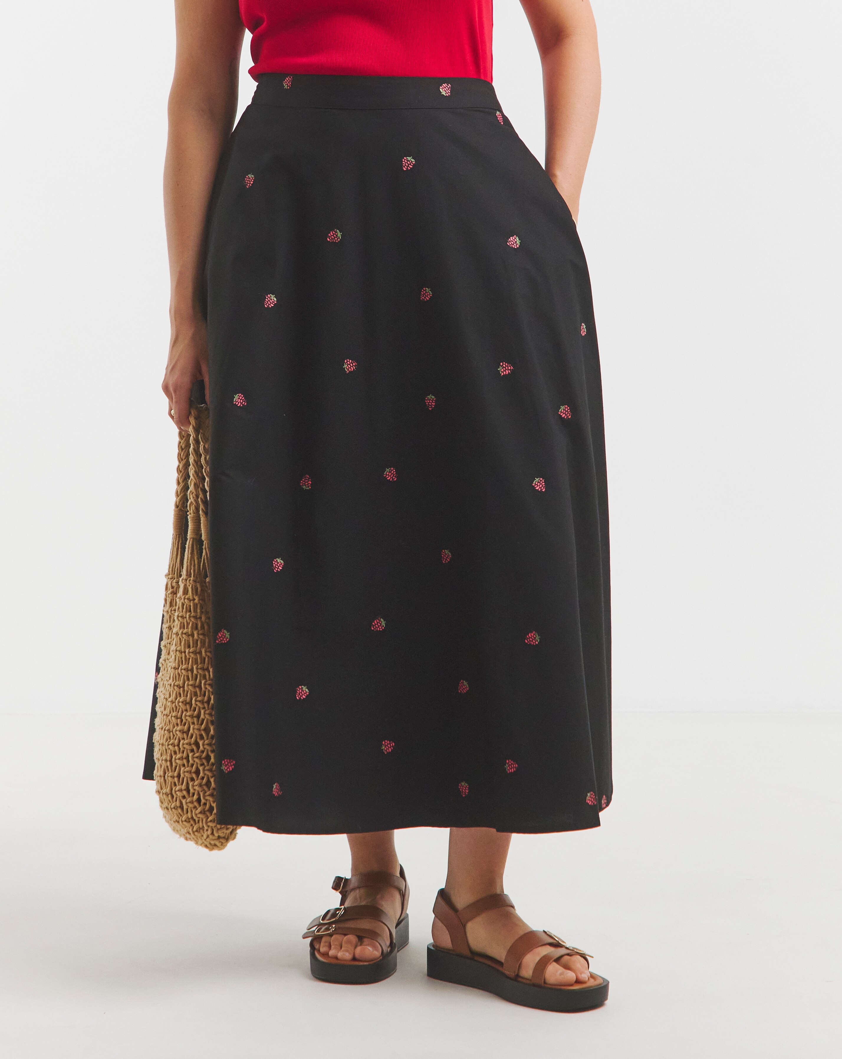 Simply Be Embroidered Poplin Midaxi Skirt