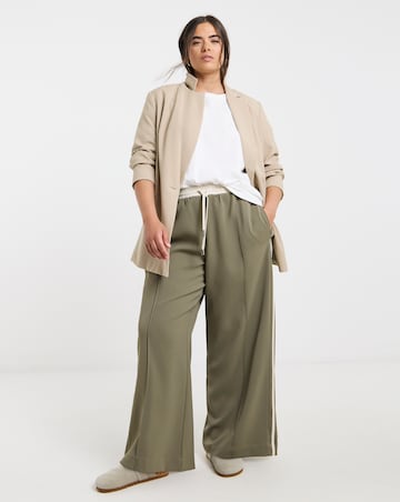 Simply Be Khaki Side Stripe Contrast Waistband Trouser