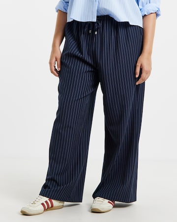 Simply Be Pinstripe Drawstring Wide Leg Trousers