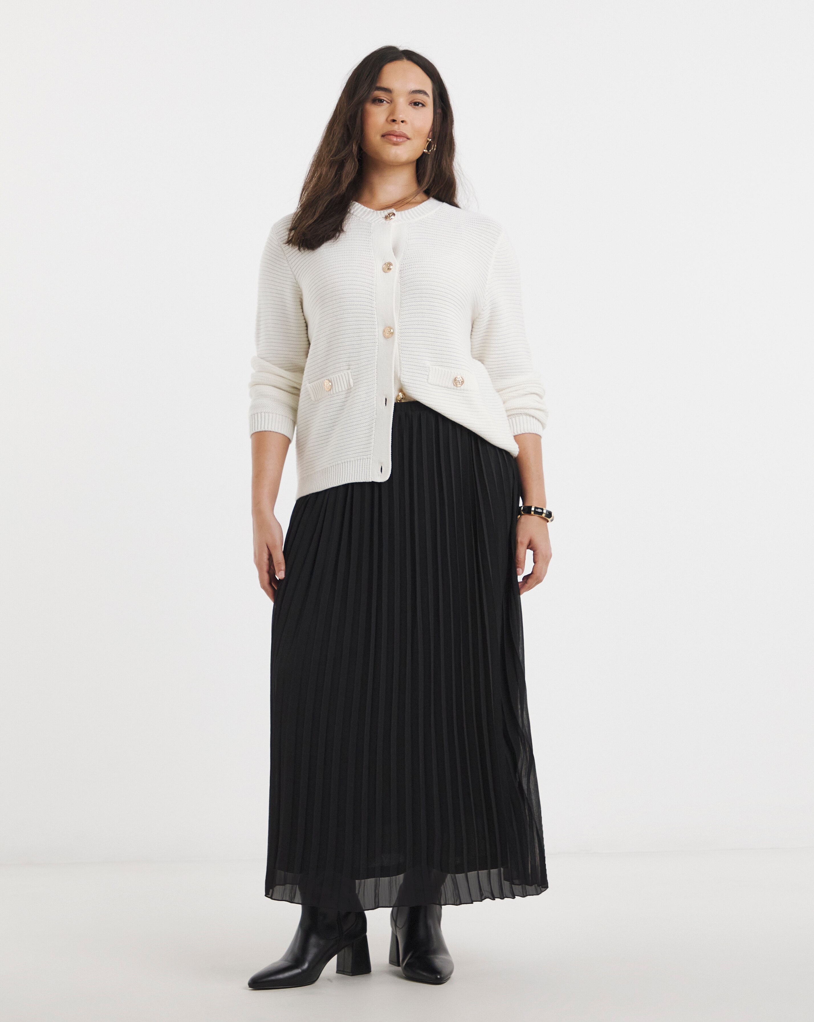 Simply Be Black Pleated Chiffon Midaxi Skirt