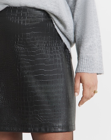 Simply Be Black Croc Effect PU Mini Skirt