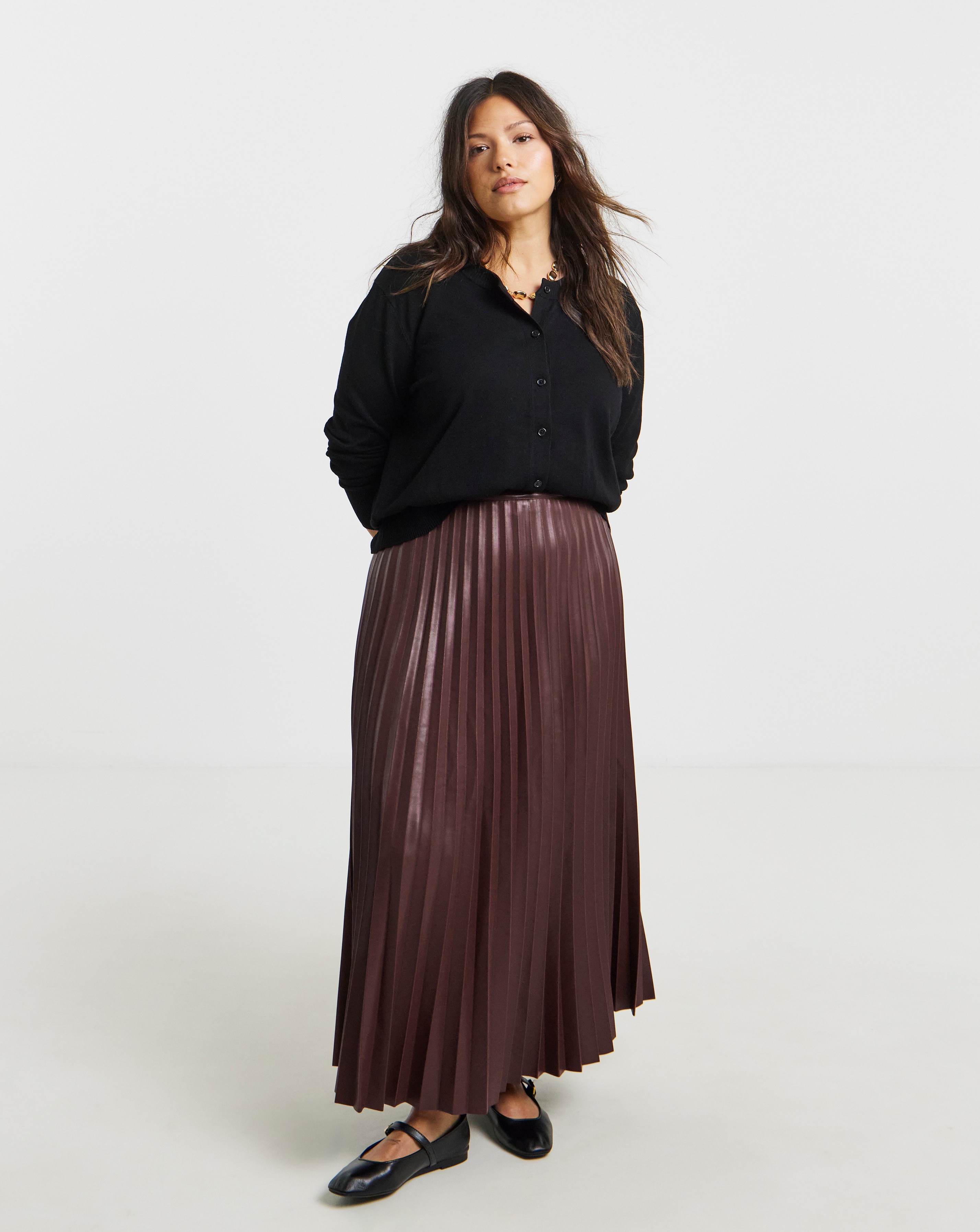 Simply Be Pu Pleated Midaxi Skirt
