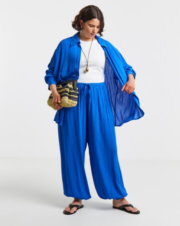 Simply Be Blue Crinkle Balloon Trouser Co-rd