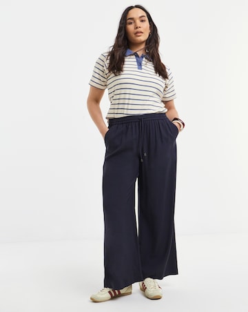 Simply Be Twill Drawstring Wide Leg Trousers
