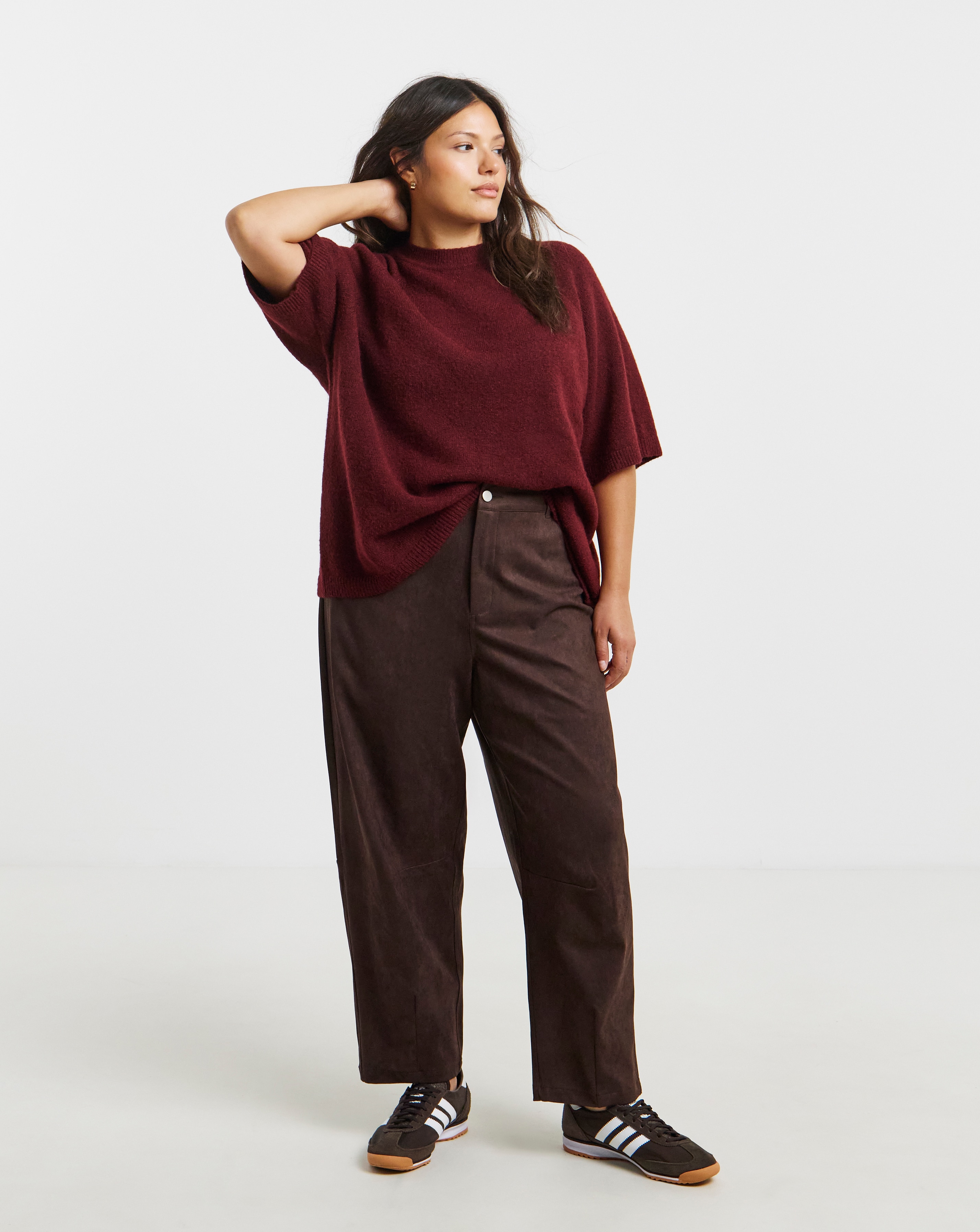 Simply Be Suedette Barrel Leg Trousers