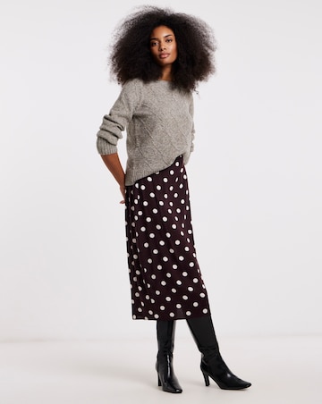 Simply Be Chocolate Spot Fluted Midaxi Skirt