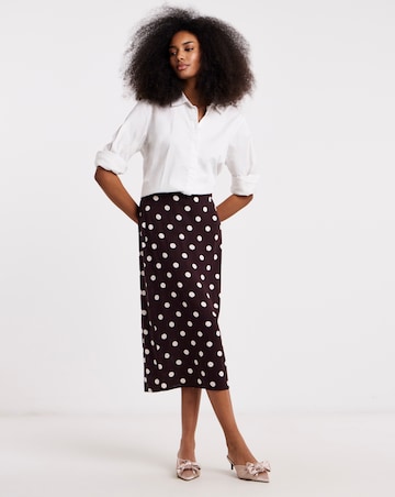 Simply Be Chocolate Spot Fluted Midaxi Skirt
