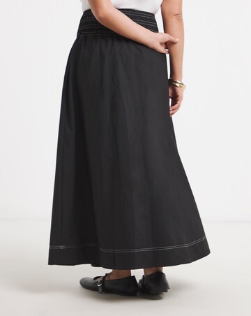 Simply Be Black Shirred Drop Waist Midaxi Skirt