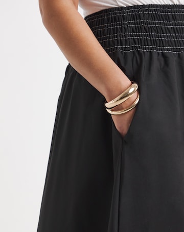 Simply Be Black Shirred Drop Waist Midaxi Skirt