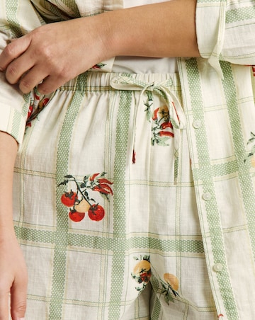 Simply Be Fruit Print Check Tie Waist Short