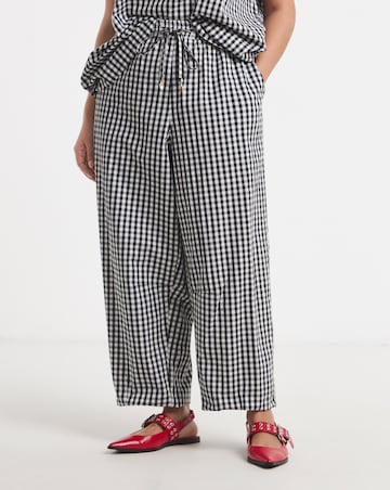 Simply Be Mono Gingham Barrel Leg Trouser