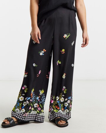 Simply Be Floral Fruit & Veg Print Wide Leg Trouser