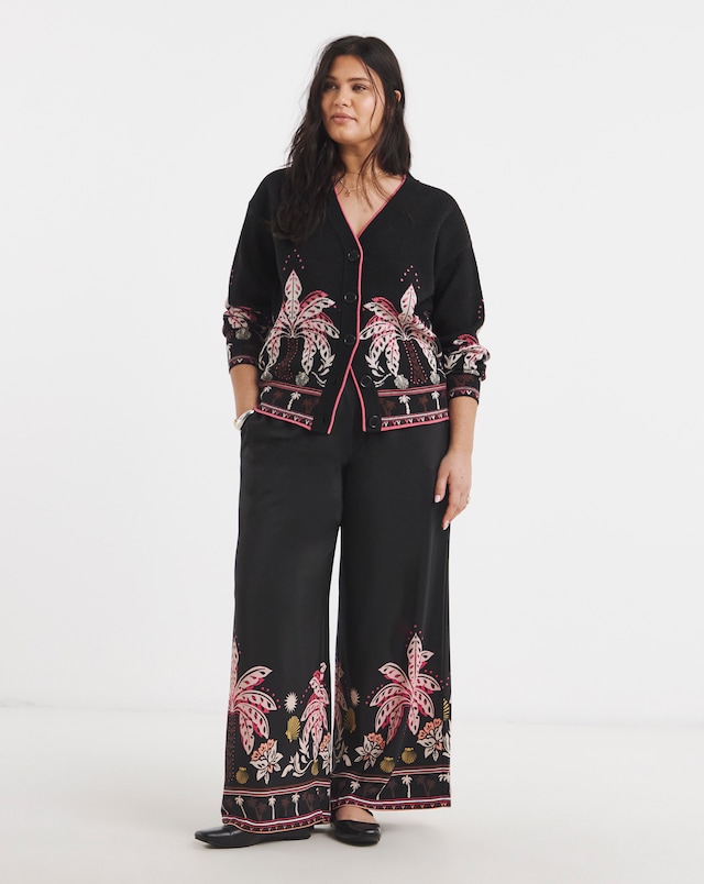 Palm Printed Palazzo Trousers