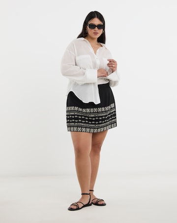 Black Embroidered Skort