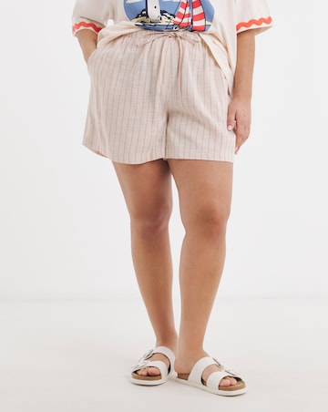 Pink Stripe Linen Shorts