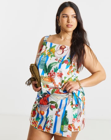 Plate Print Wrap Skort