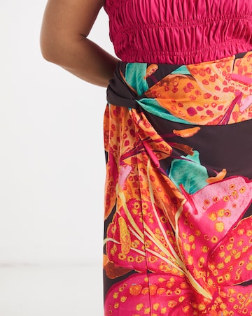 Floral Print Midi Wrap Skirt