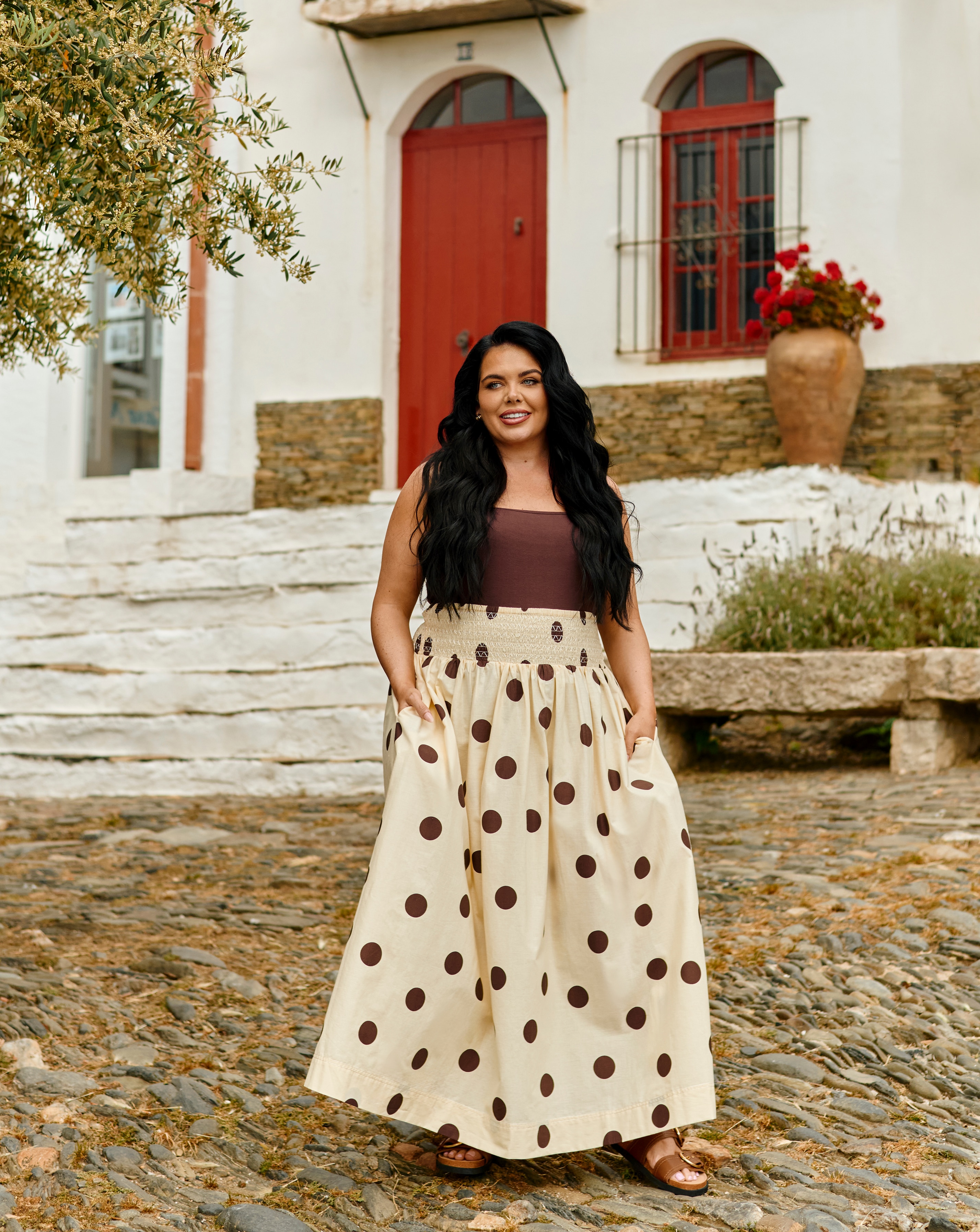 New In - Cream Spot Print Skirt