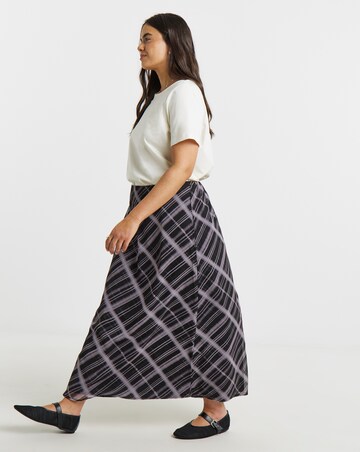 Simply Be Mono Check Chiffon Midaxi Skirt
